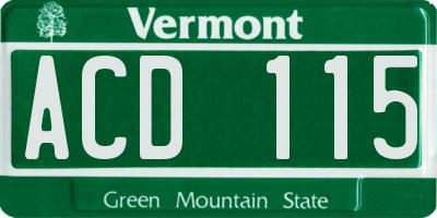 VT license plate ACD115