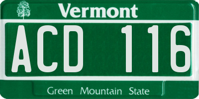 VT license plate ACD116