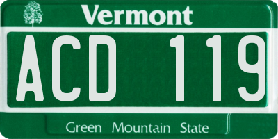 VT license plate ACD119