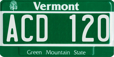 VT license plate ACD120