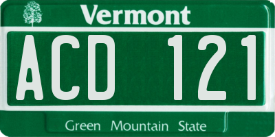 VT license plate ACD121