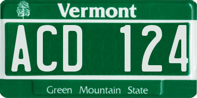 VT license plate ACD124