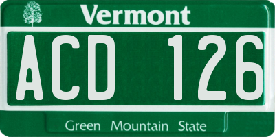 VT license plate ACD126