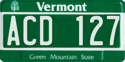 VT license plate ACD127