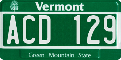 VT license plate ACD129