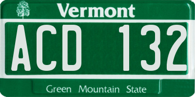 VT license plate ACD132