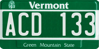 VT license plate ACD133