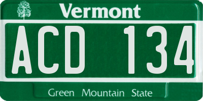 VT license plate ACD134