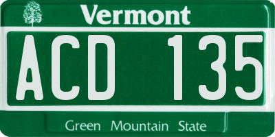 VT license plate ACD135