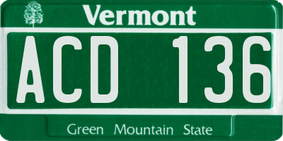 VT license plate ACD136