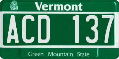 VT license plate ACD137