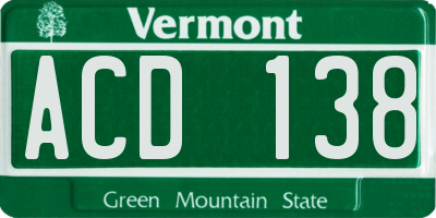 VT license plate ACD138