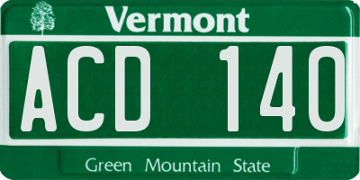 VT license plate ACD140