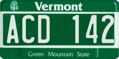 VT license plate ACD142