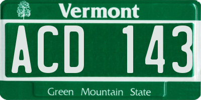 VT license plate ACD143