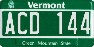 VT license plate ACD144