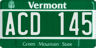 VT license plate ACD145