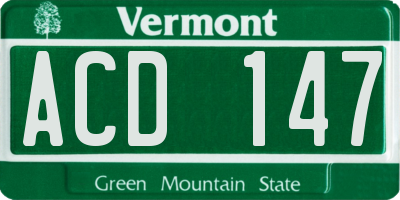 VT license plate ACD147