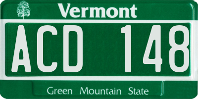 VT license plate ACD148