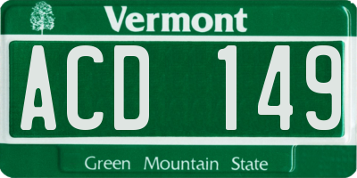 VT license plate ACD149