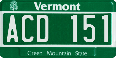 VT license plate ACD151