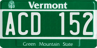 VT license plate ACD152