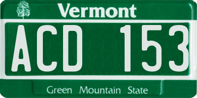 VT license plate ACD153