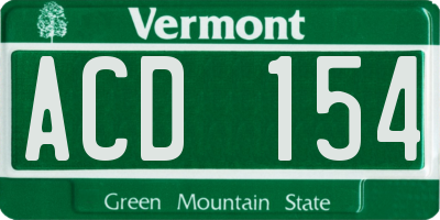 VT license plate ACD154