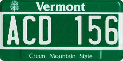 VT license plate ACD156