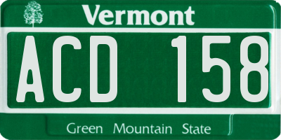 VT license plate ACD158