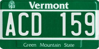 VT license plate ACD159