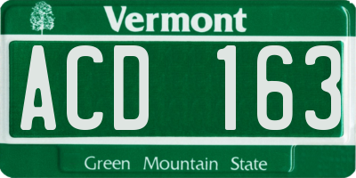 VT license plate ACD163