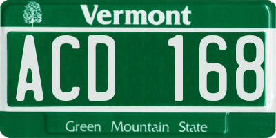 VT license plate ACD168