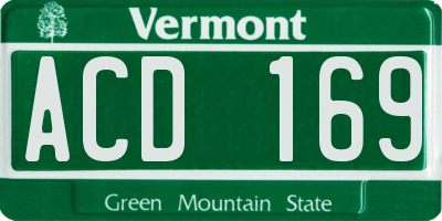 VT license plate ACD169