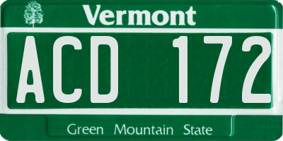 VT license plate ACD172