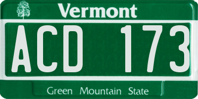 VT license plate ACD173