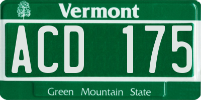 VT license plate ACD175