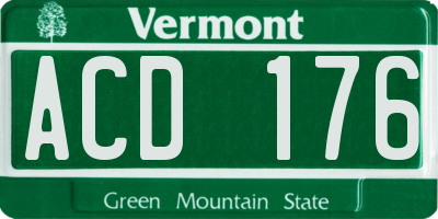 VT license plate ACD176