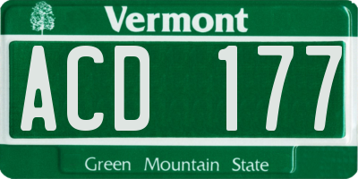 VT license plate ACD177