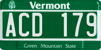 VT license plate ACD179