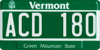 VT license plate ACD180