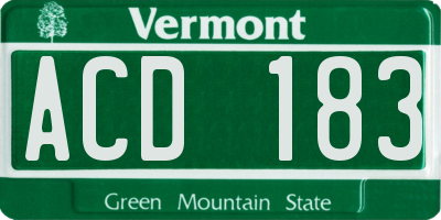 VT license plate ACD183