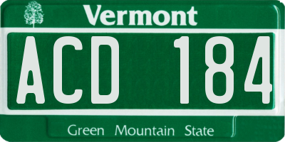 VT license plate ACD184