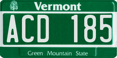 VT license plate ACD185