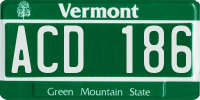 VT license plate ACD186