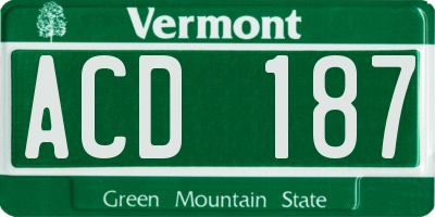 VT license plate ACD187