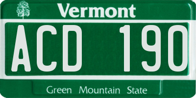 VT license plate ACD190