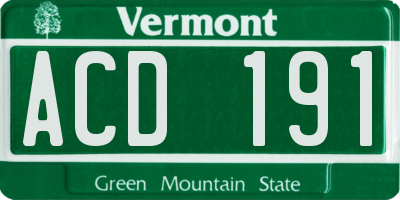 VT license plate ACD191