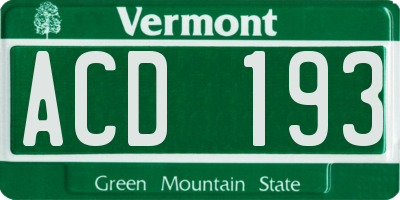 VT license plate ACD193