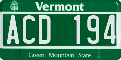 VT license plate ACD194